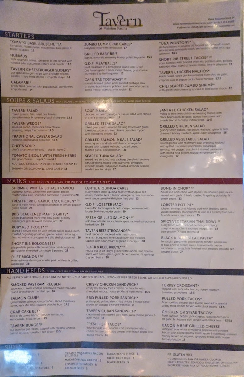 Menu Tavern At Mission Farms-7