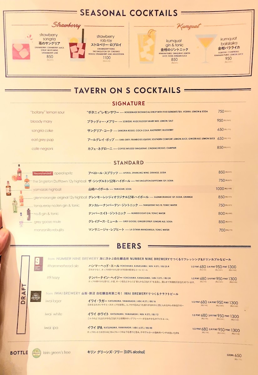 Menu Tavern On S-9