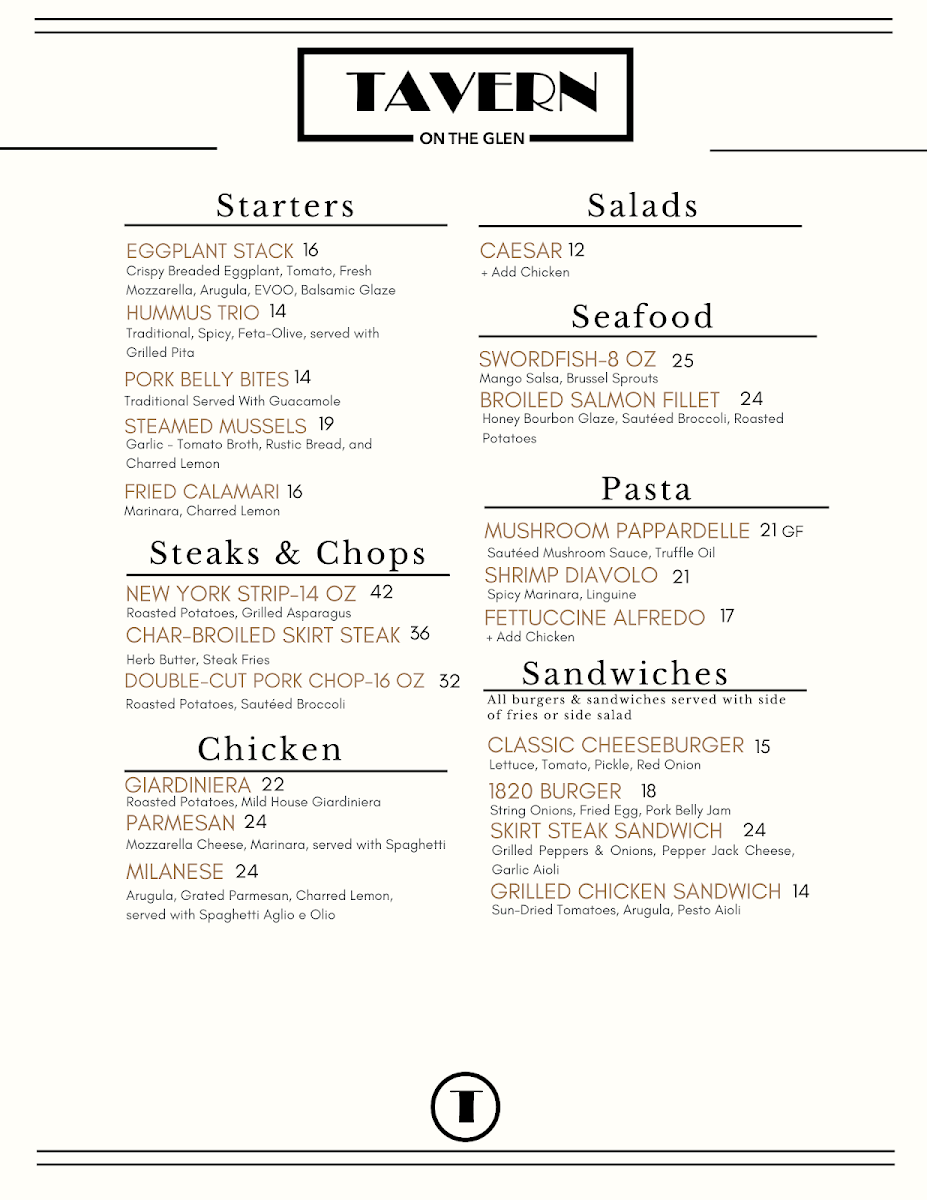 Menu Tavern On The Glen-1