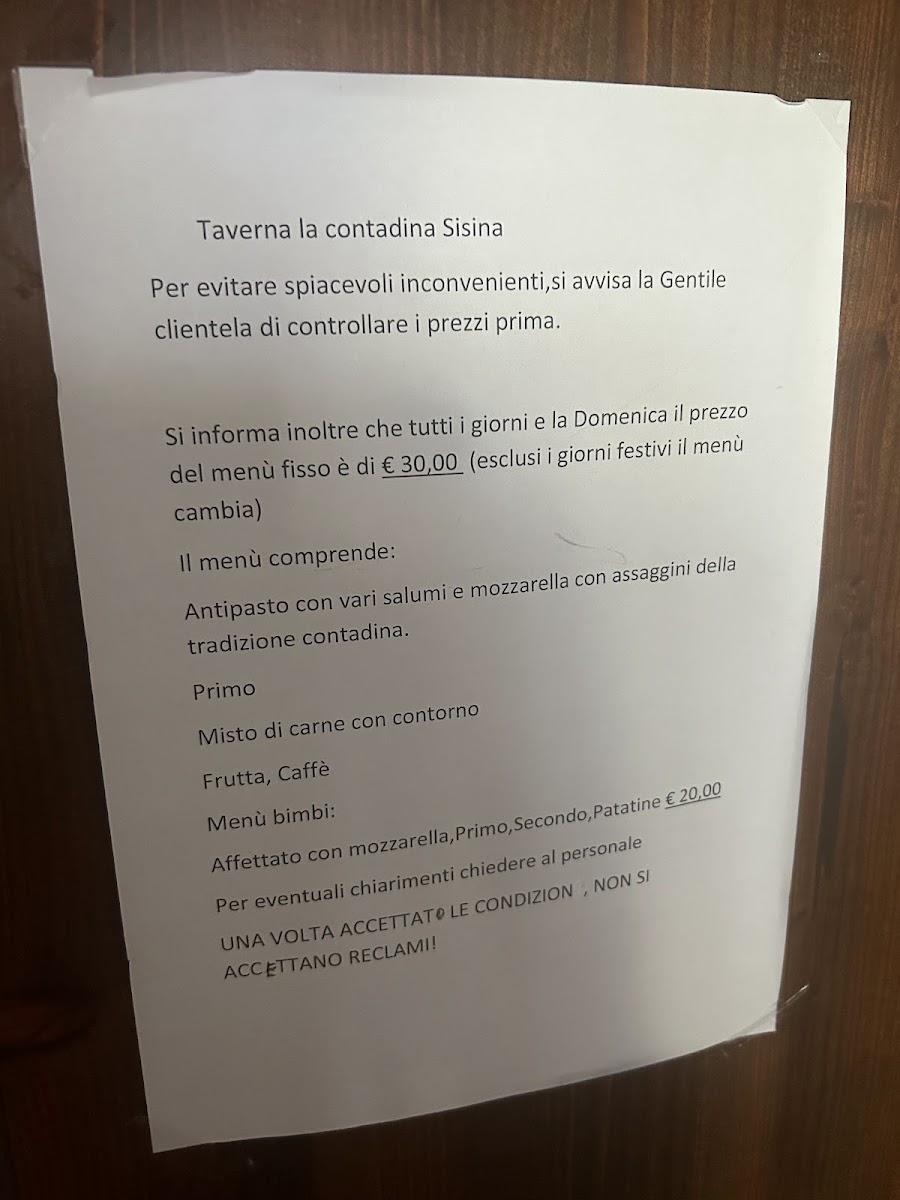 Menu Taverna La Contadina Sisina-1