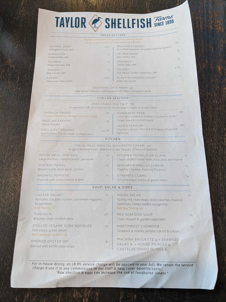 Menu Taylor Shellfish Oyster Bar-1