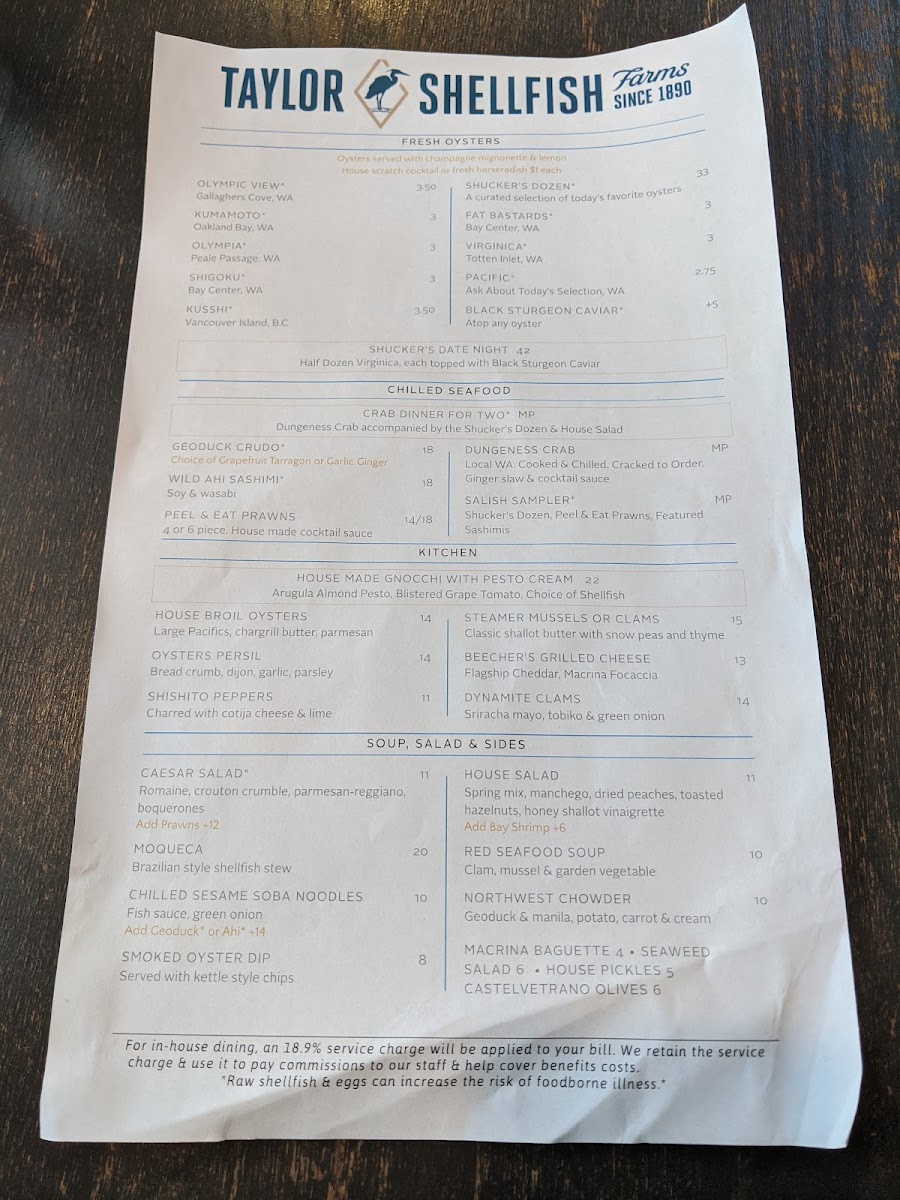 Menu Taylor Shellfish Oyster Bar-2