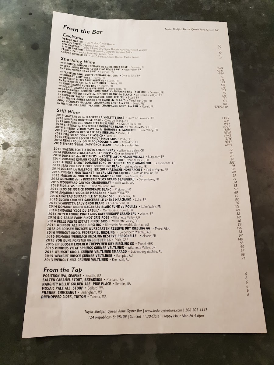 Menu Taylor Shellfish Oyster Bar-4