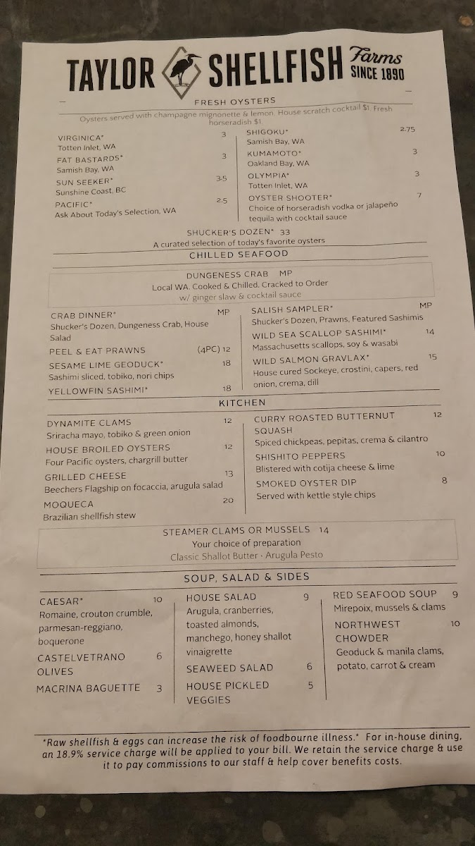 Menu Taylor Shellfish Oyster Bar-5