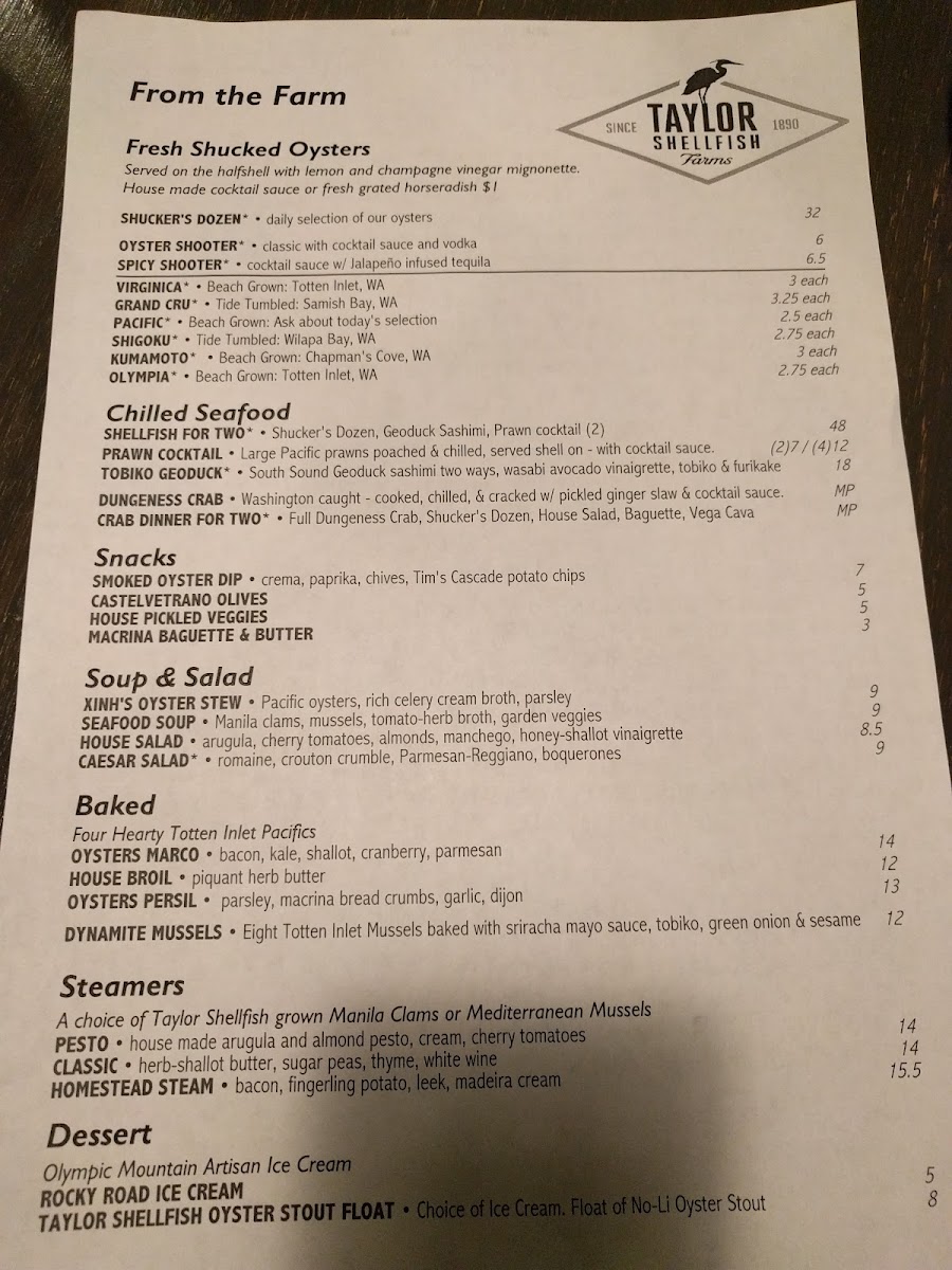 Menu Taylor Shellfish Oyster Bar-6