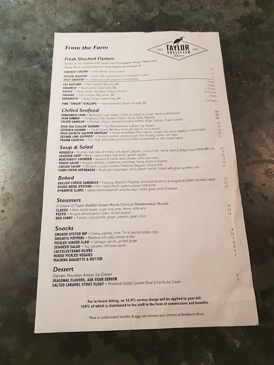 Menu Taylor Shellfish Oyster Bar-7