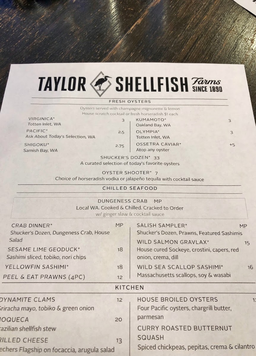 Menu Taylor Shellfish Oyster Bar-8