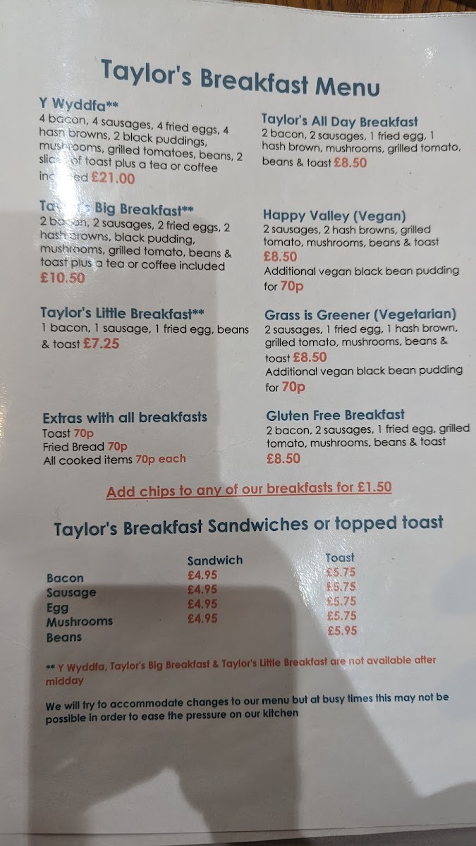 Menu Taylor's Cafe Bar-2