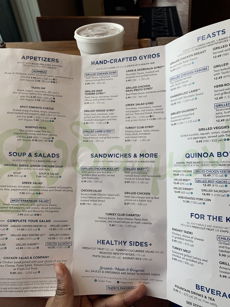 Menu Taziki's Mediterranean Cafe - Columbia-10