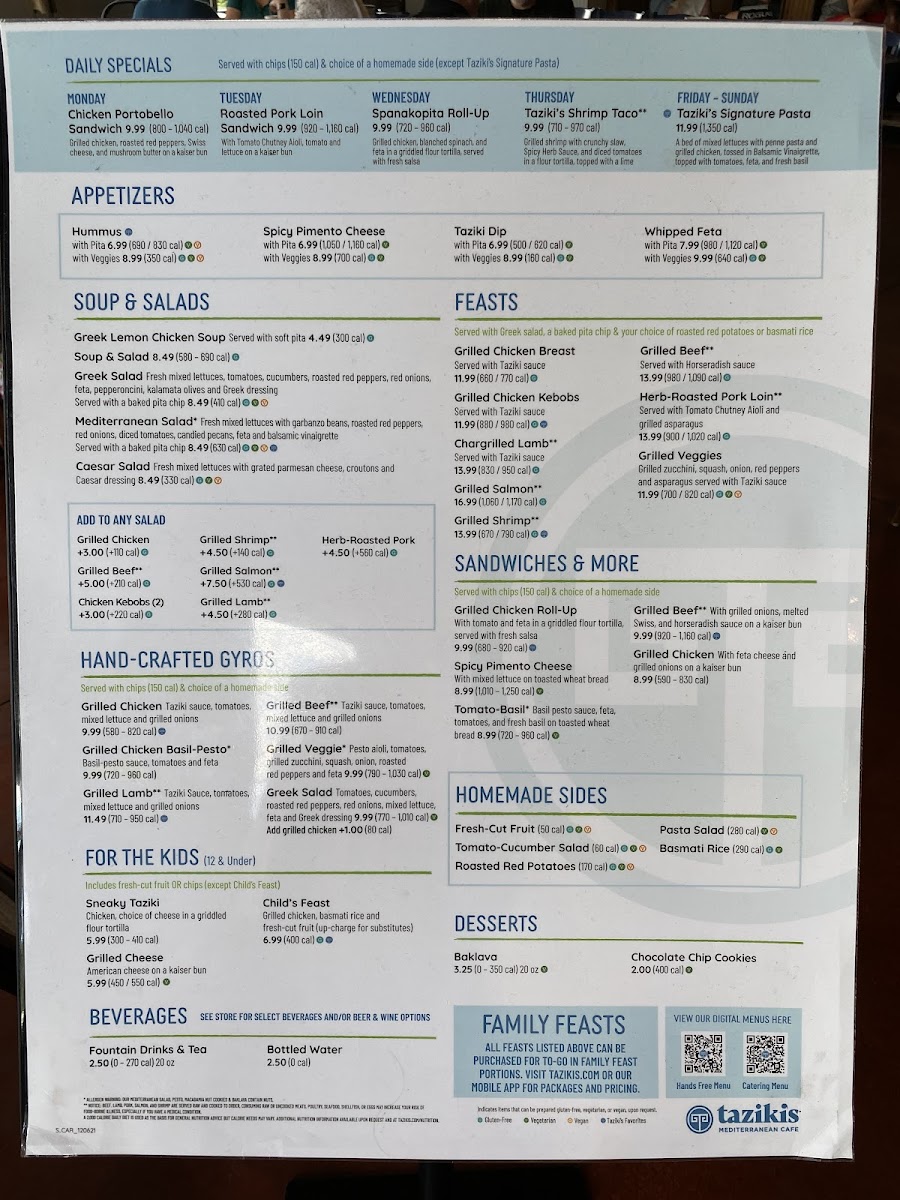 Menu Taziki's Mediterranean Cafe - Columbia-2