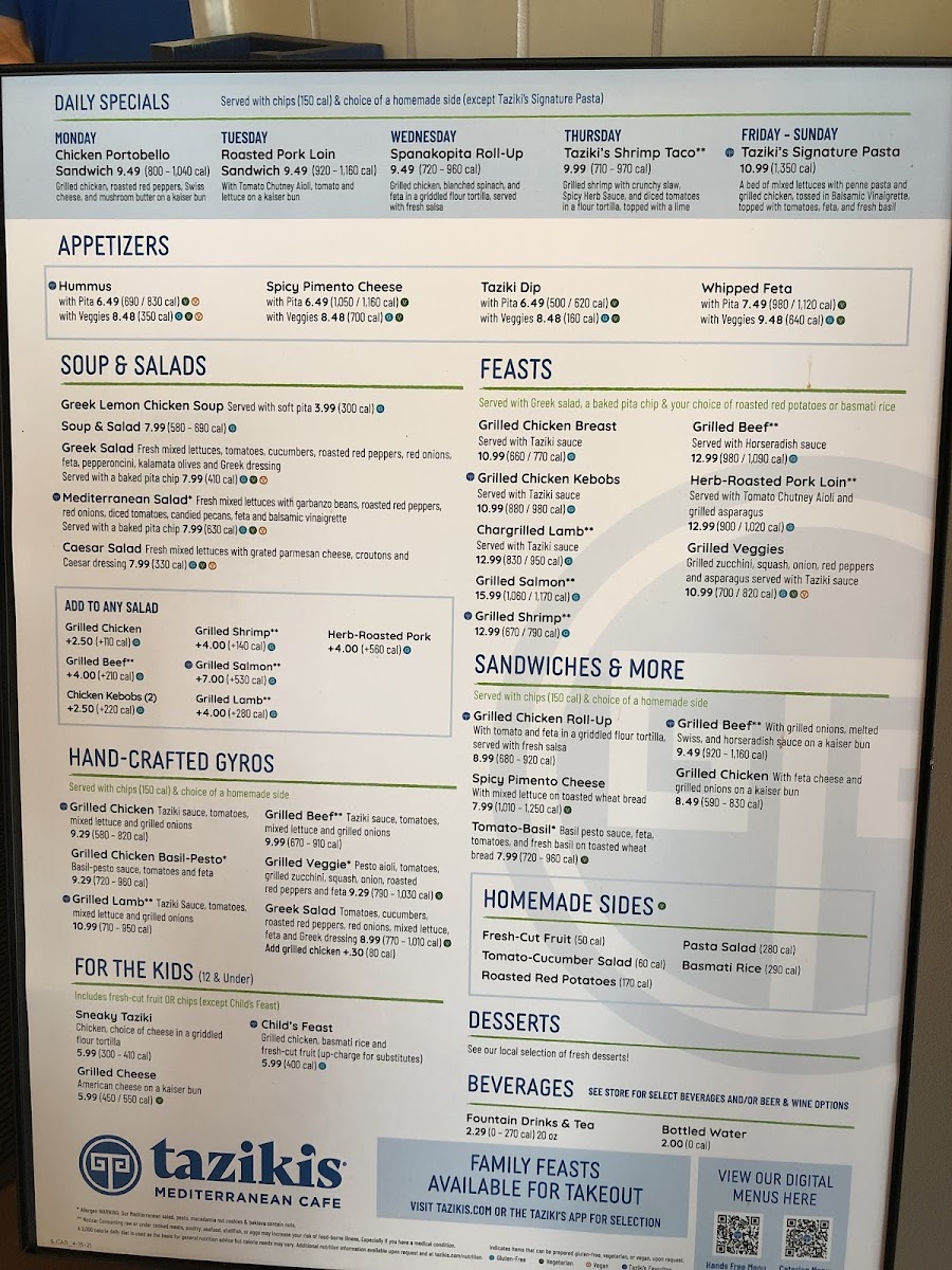 Menu Taziki's Mediterranean Cafe - Columbia-6