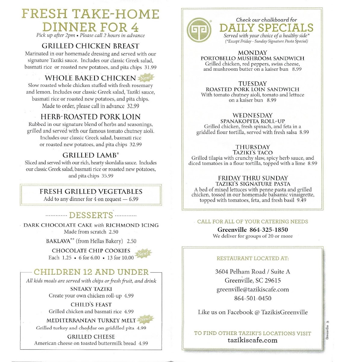 Menu Taziki's Mediterranean Cafe - Greenville-8