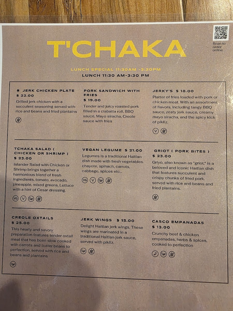 Menu T'chaka A Taste Of Haiti-1