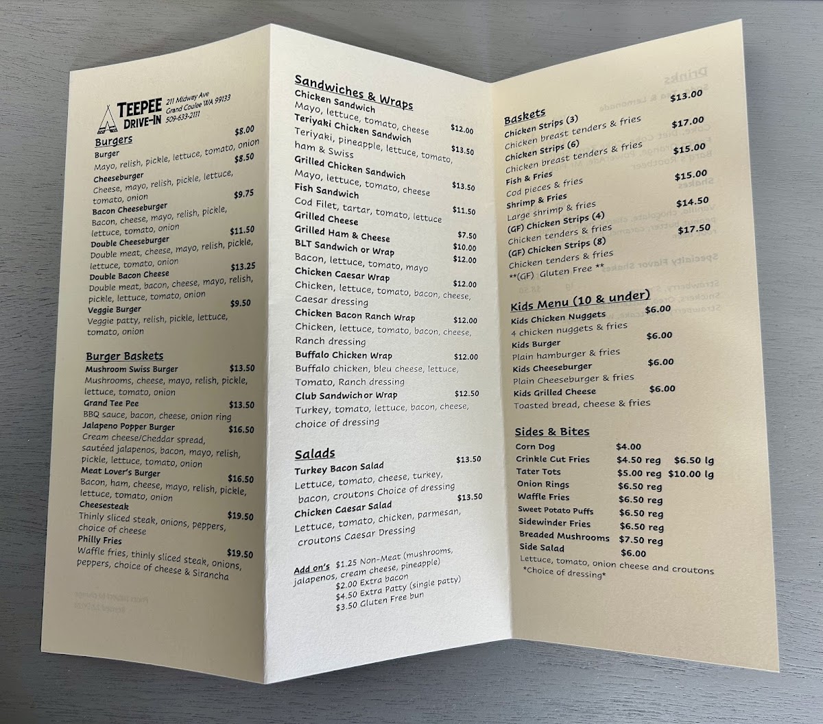 Menu Teepee Drive-In-1