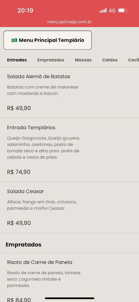 Menu Templário, Restaurante E Choperia-4