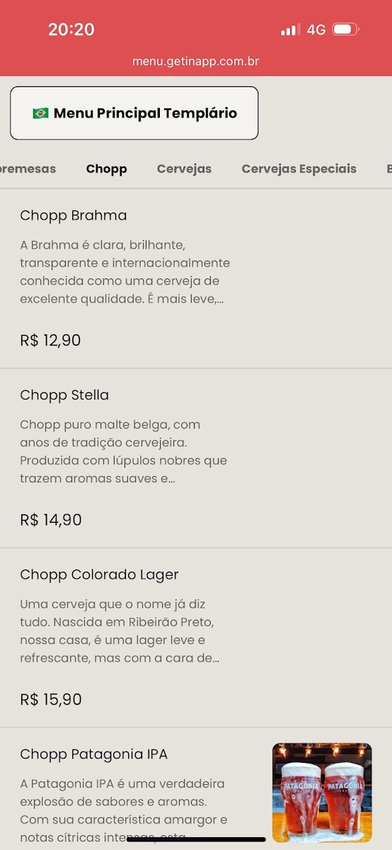Menu Templário, Restaurante E Choperia-8