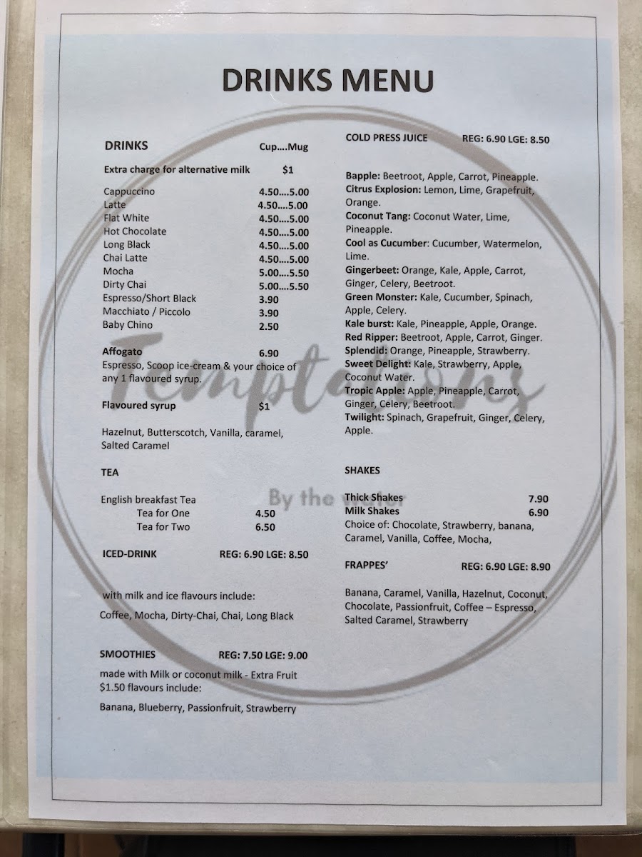 Menu Temptations Cafe On The Bay-2