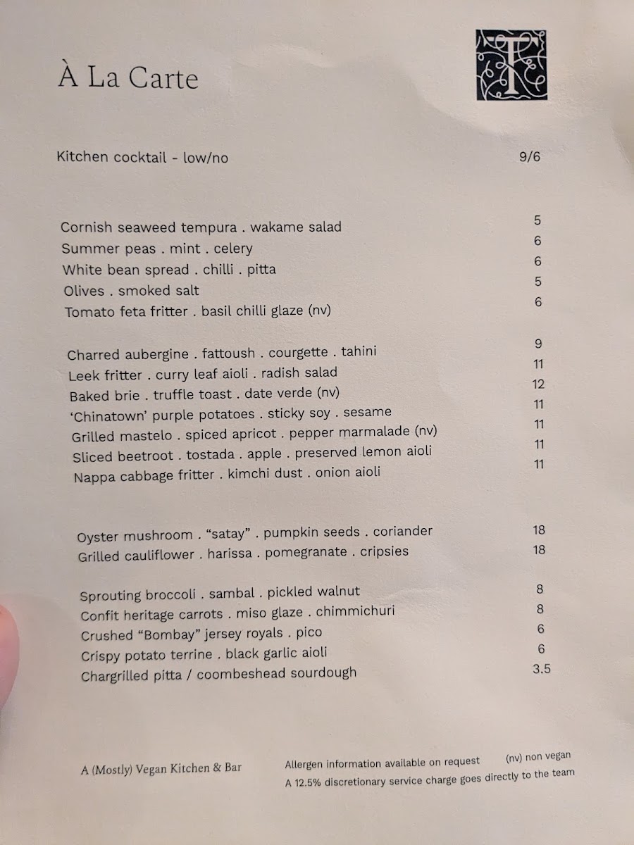 Menu Tendril - A (Mostly) Vegan Kitchen & Bar-1