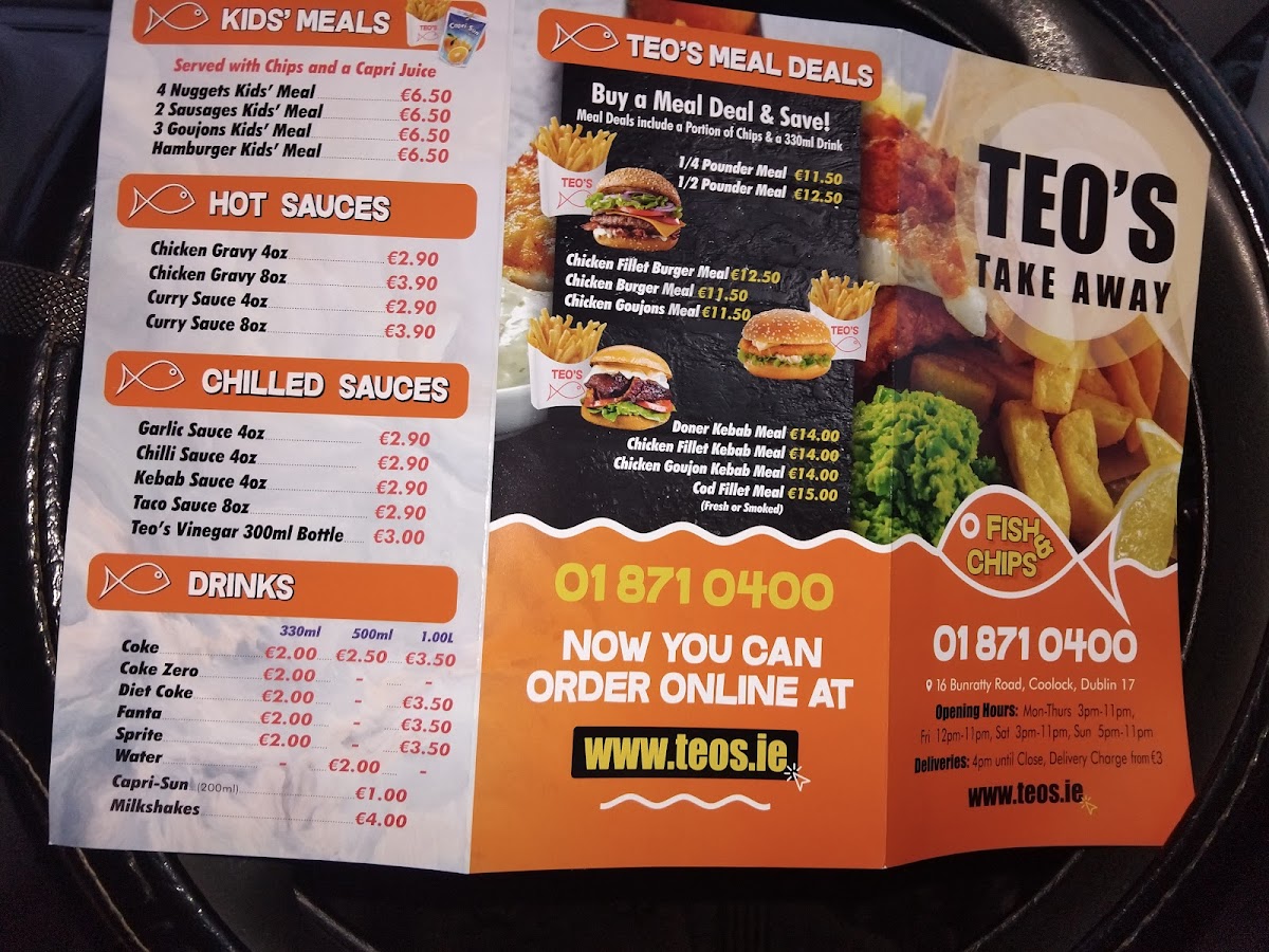 Menu Teo's Chipper Coolock Take Away & Delivery-1