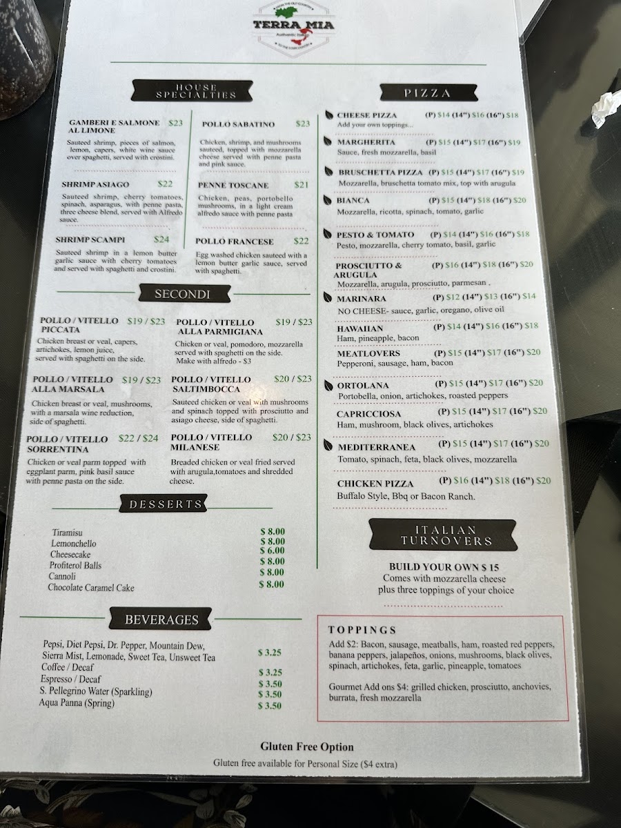 Menu Terra Mia Italian Bistro & Pizzeria-1