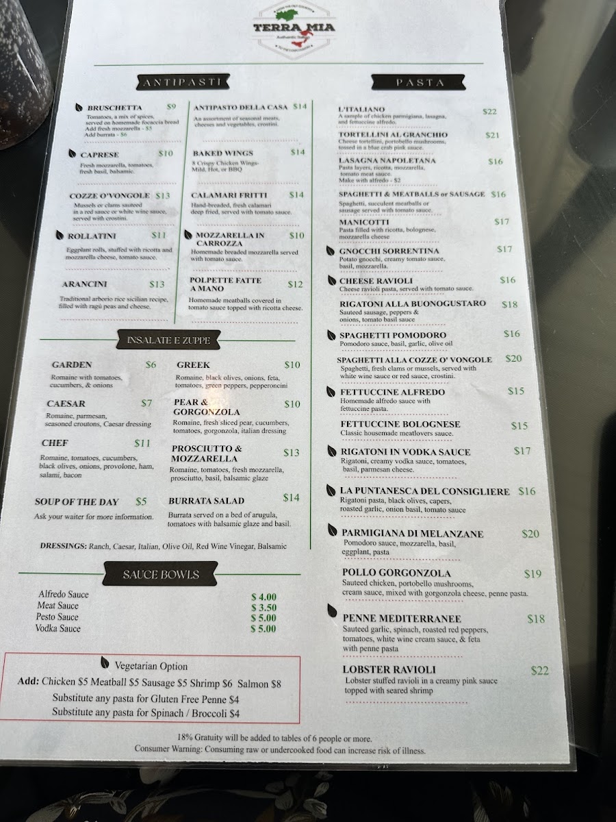Menu Terra Mia Italian Bistro & Pizzeria-2