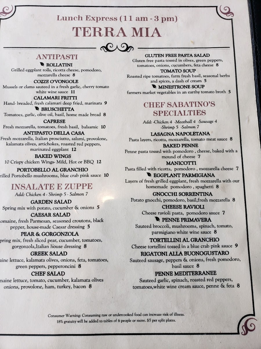 Menu Terra Mia Italian Bistro & Pizzeria-8