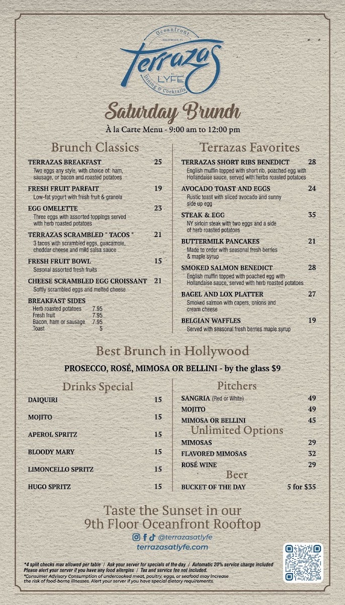 Menu Terrazas At Lyfe Hollywood - Oceanfront Rooftop @ Lyfe Resort-1