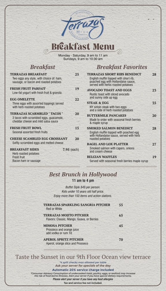 Menu Terrazas At Lyfe Hollywood - Oceanfront Rooftop @ Lyfe Resort-2