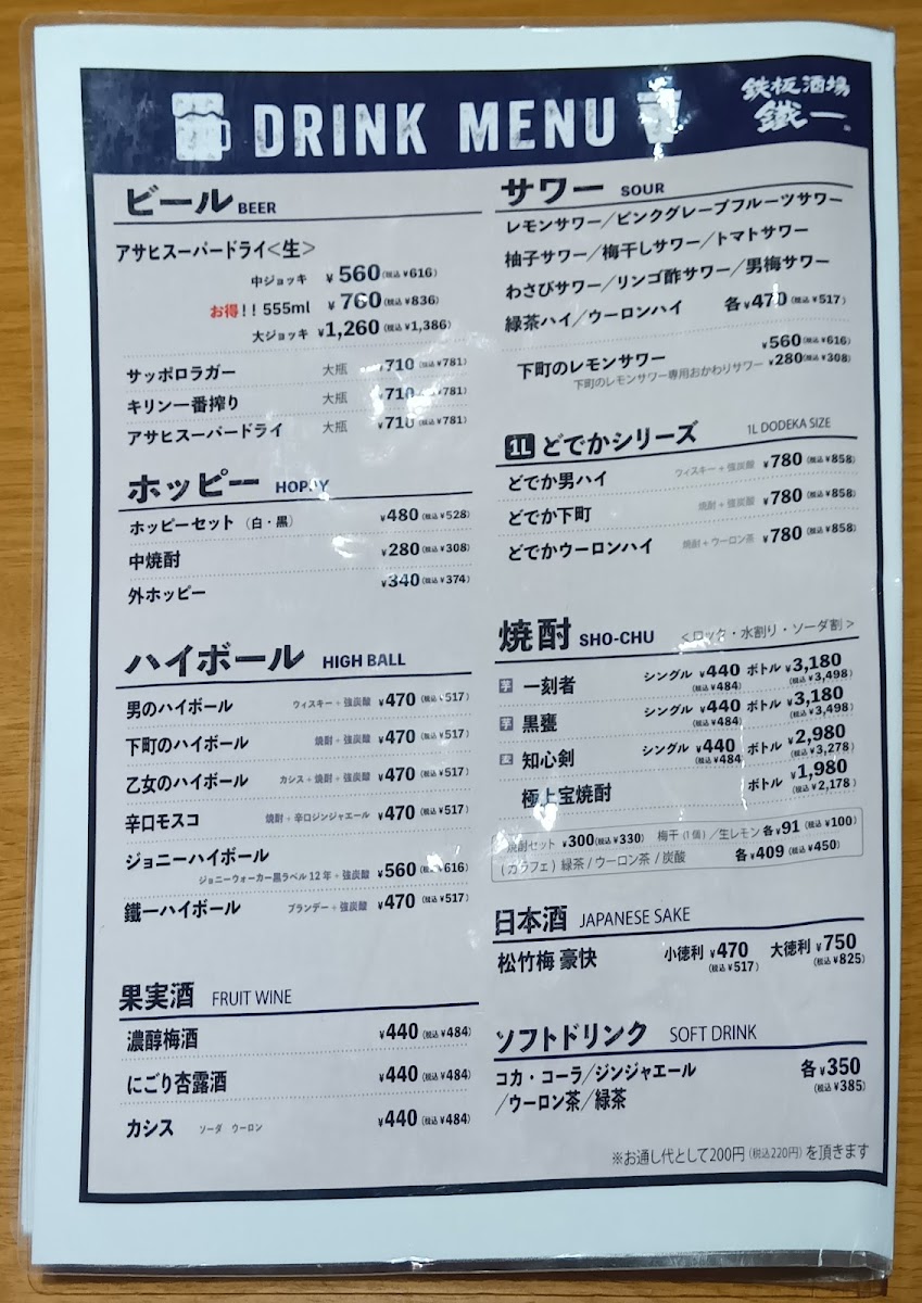 Menu Tetsuichi-4