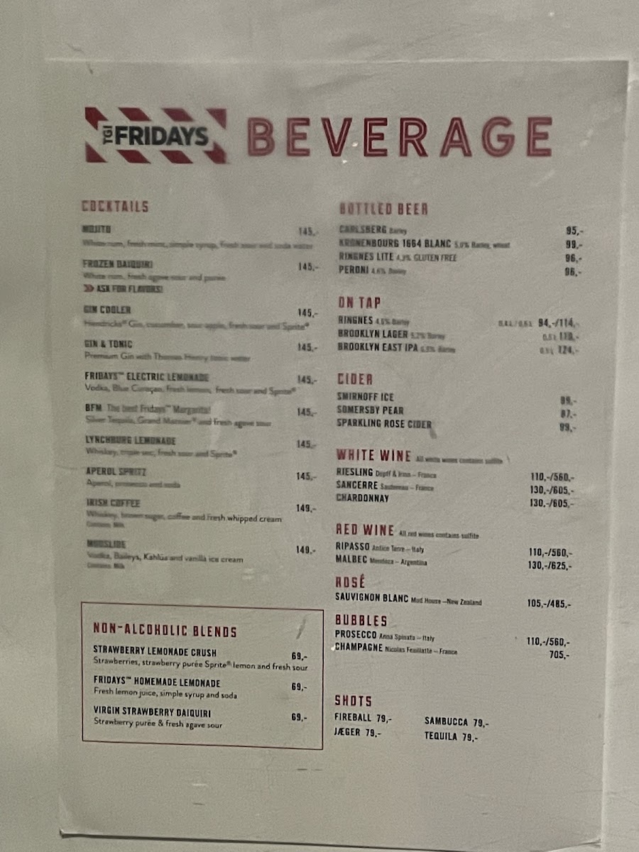 Menu T.g.i. Fridays - Aker Brygge-7