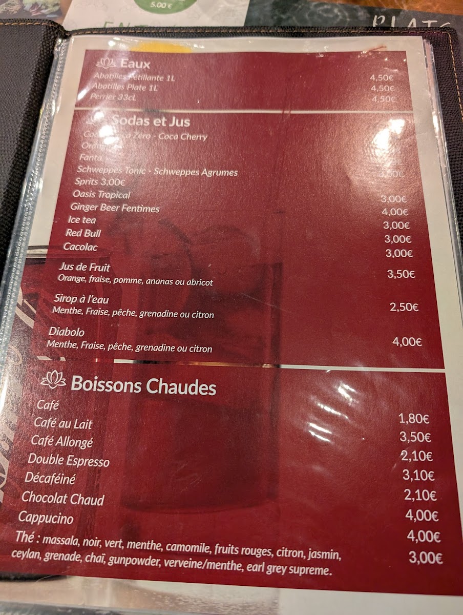 Menu Thalii Restaurant Indien & Bar-1
