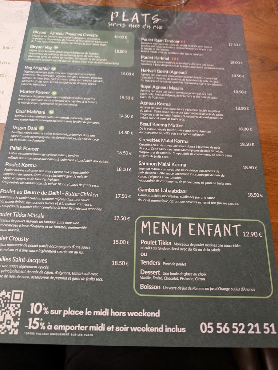 Menu Thalii Restaurant Indien & Bar-2