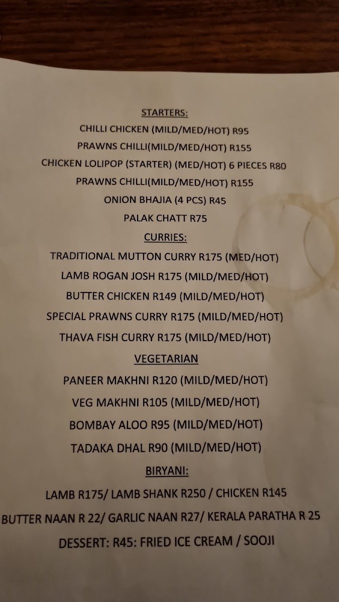 Menu Thava Indian Restaurant Grandwest-10