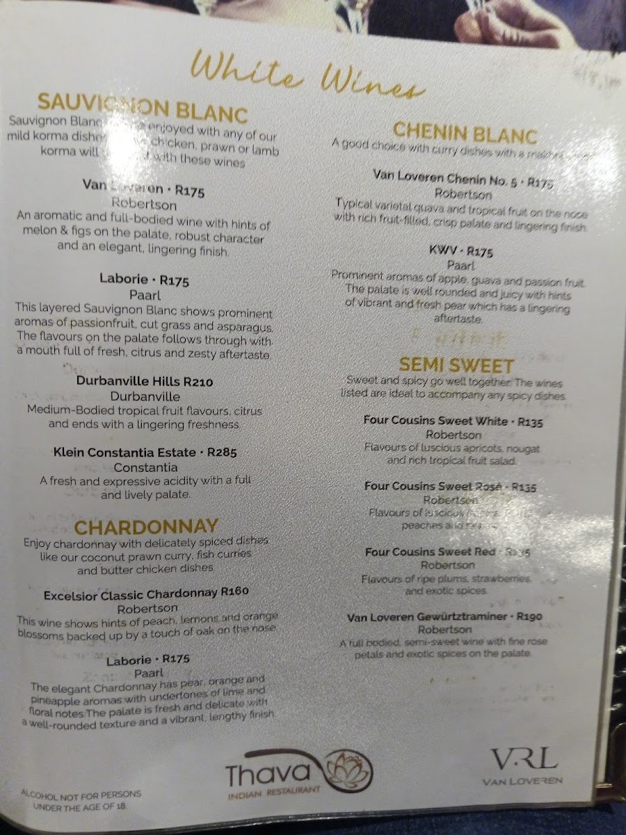 Menu Thava Indian Restaurant Grandwest-2