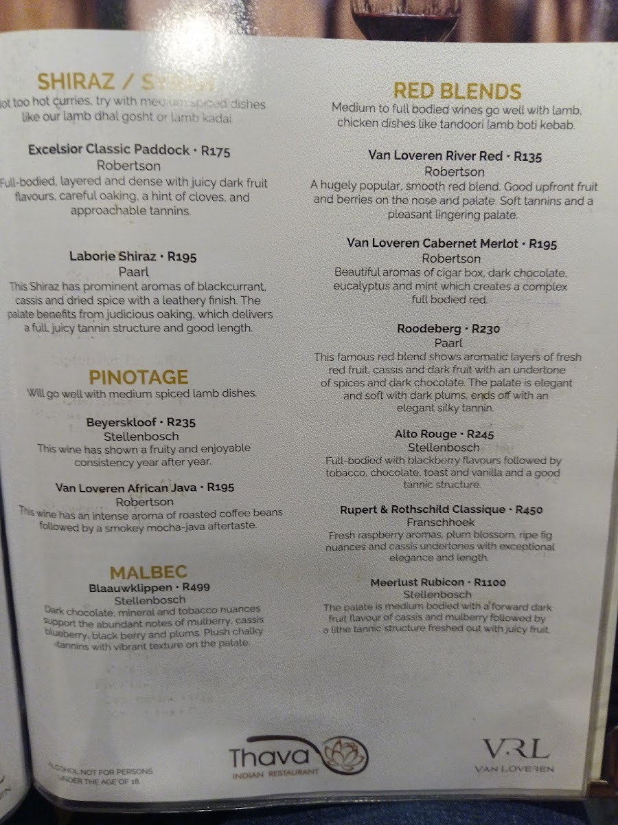 Menu Thava Indian Restaurant Grandwest-3