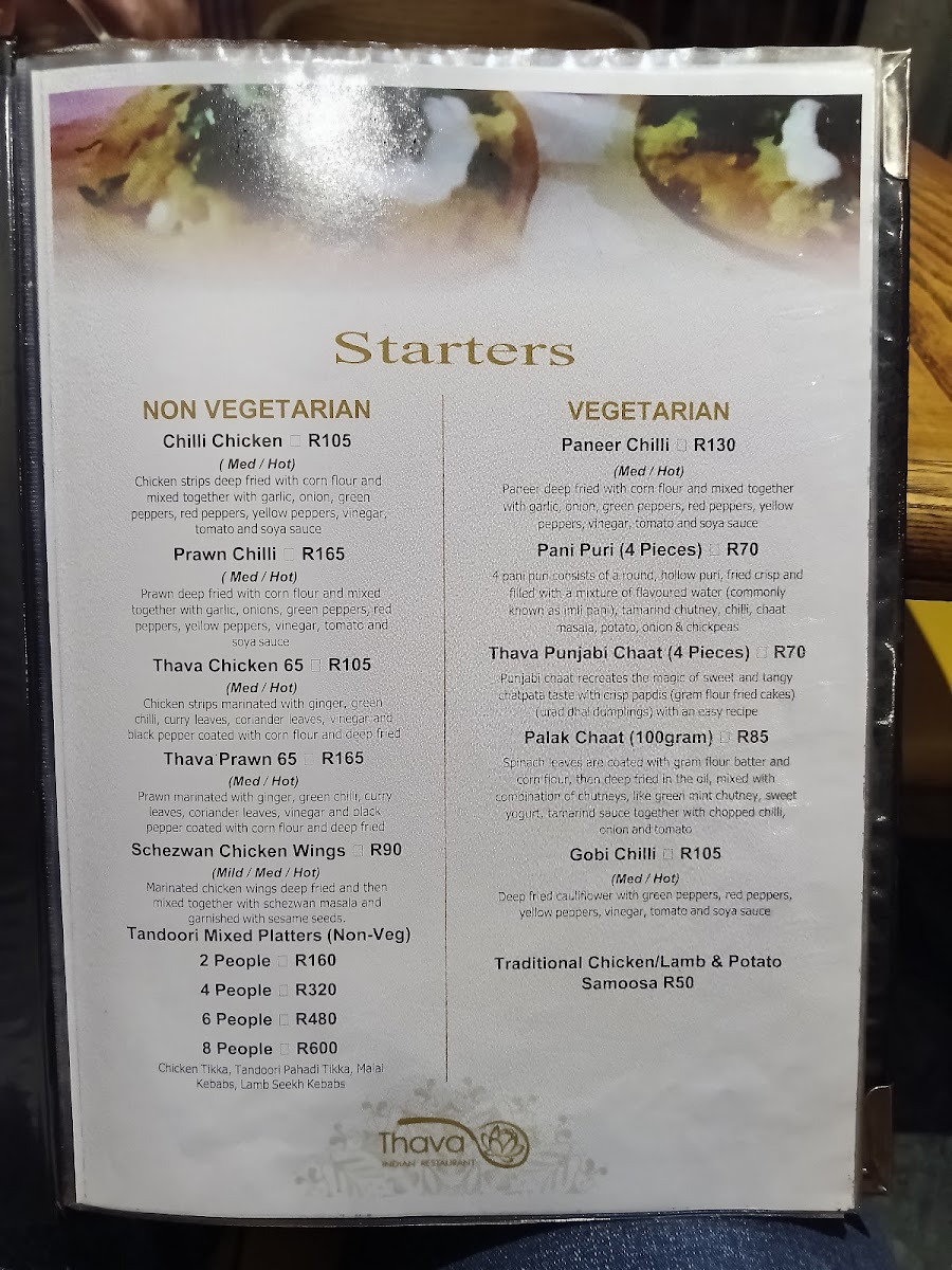 Menu Thava Indian Restaurant Grandwest-9