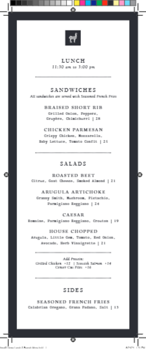 Menu The Amalfi Llama - Miami-1