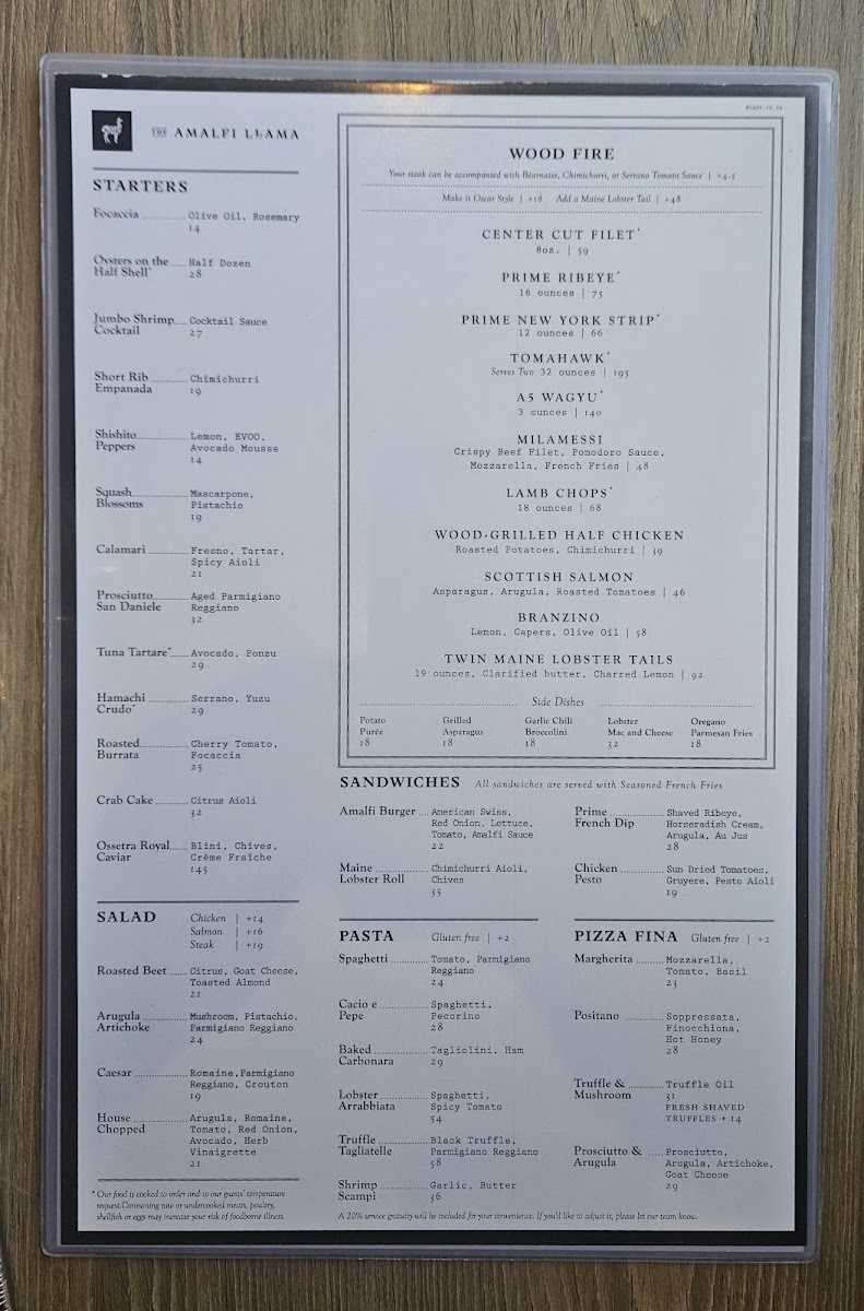 Menu The Amalfi Llama - Miami-4