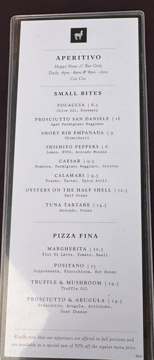 Menu The Amalfi Llama - Miami-7