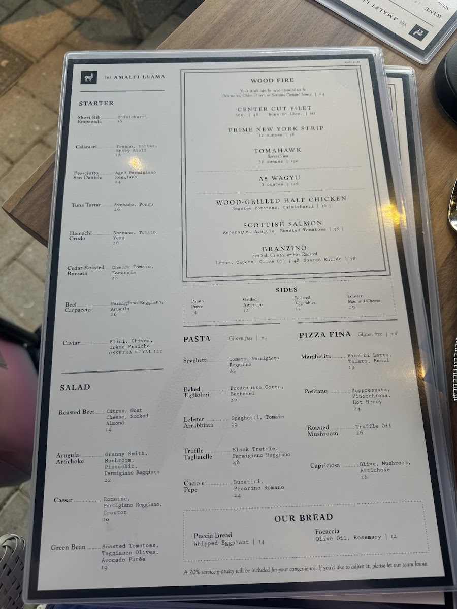 Menu The Amalfi Llama - Miami-9
