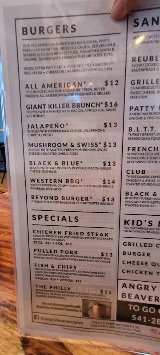 Menu The Angry Beaver Bar & Grill-7