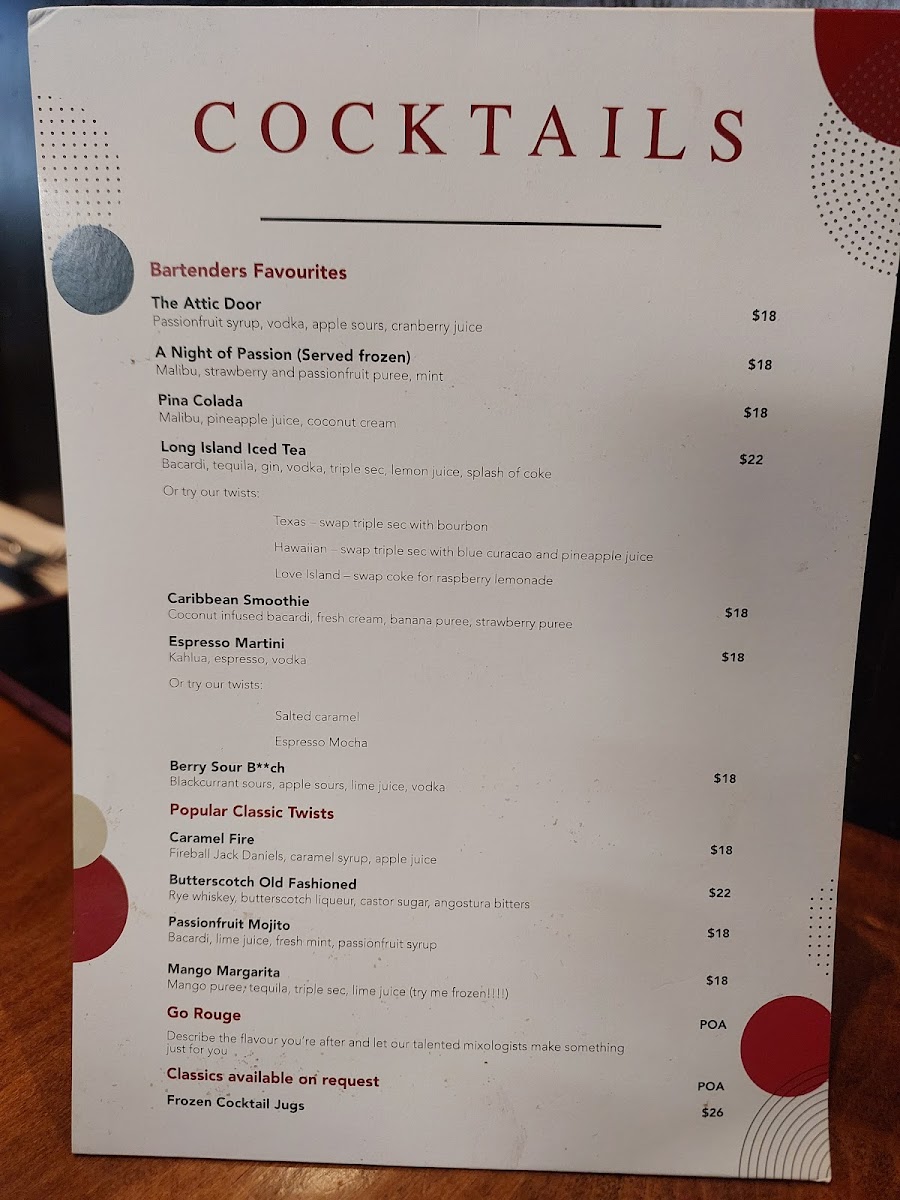 Menu The Attic Bar & Restaurant-1