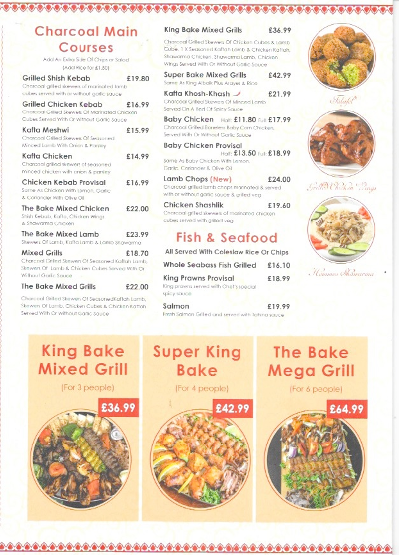 Menu The Bake One (Lebanese Restaurant Gosforth)-1
