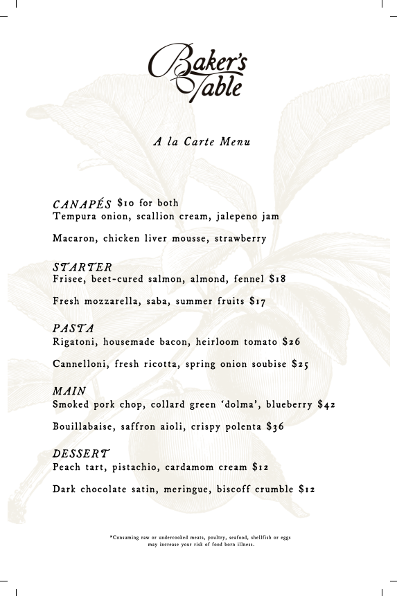 Menu The Baker's Table-3