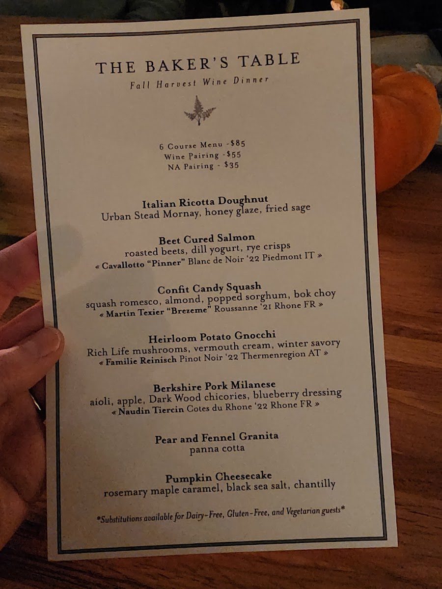 Menu The Baker's Table-6