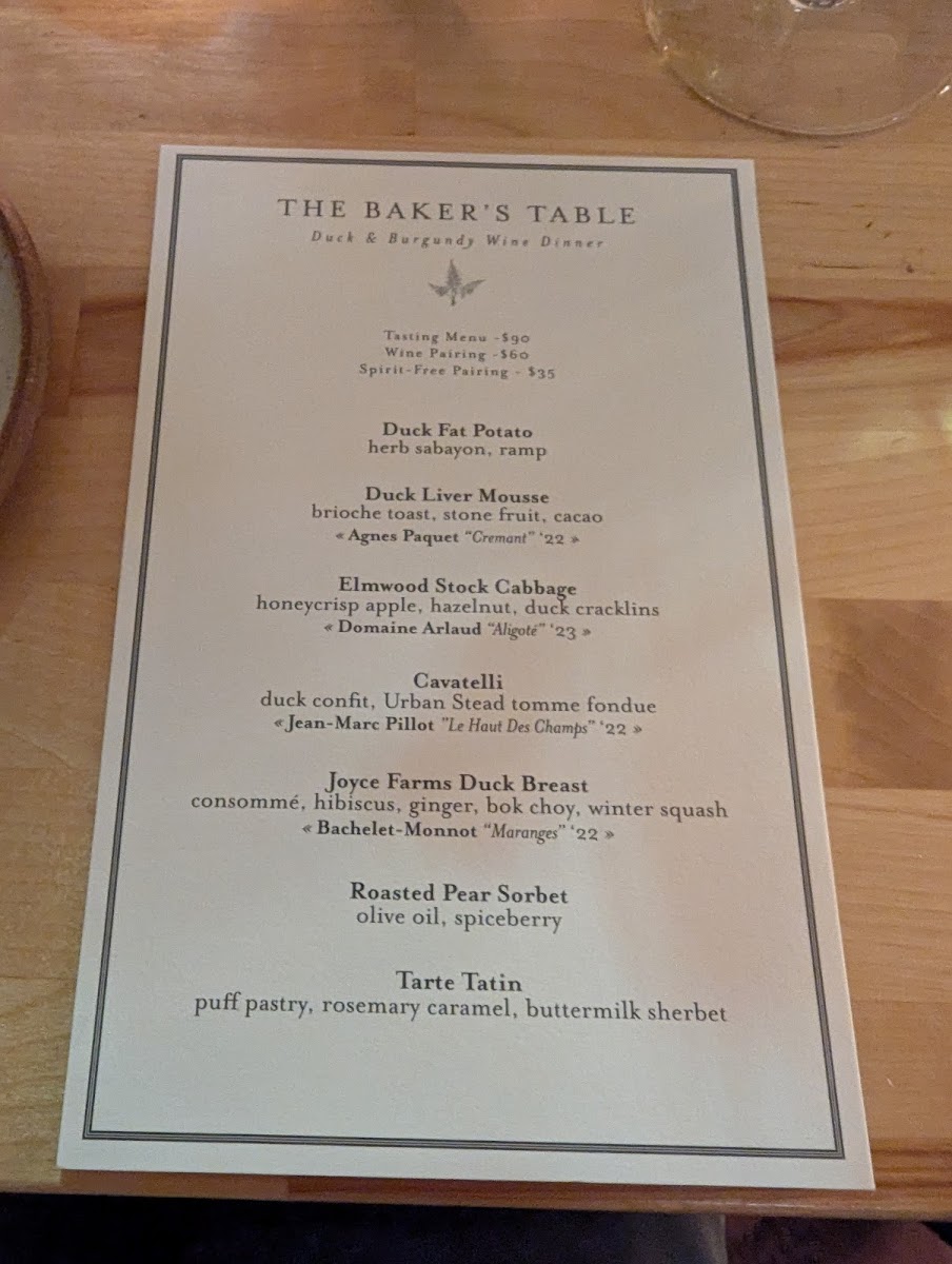 Menu The Baker's Table-7