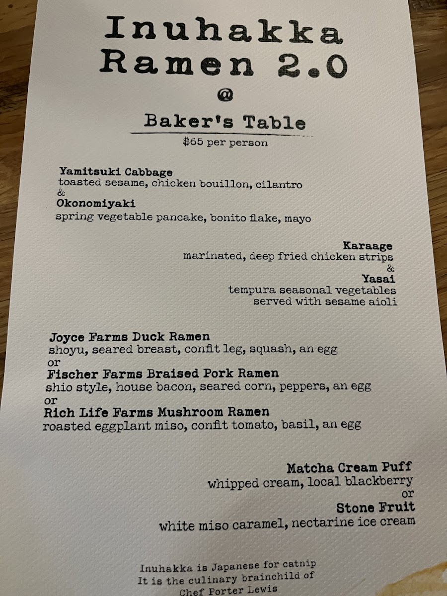 Menu The Baker's Table-8