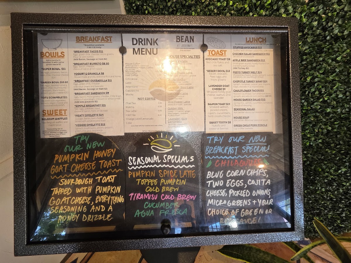 Menu The Bean At Josefina’S-2