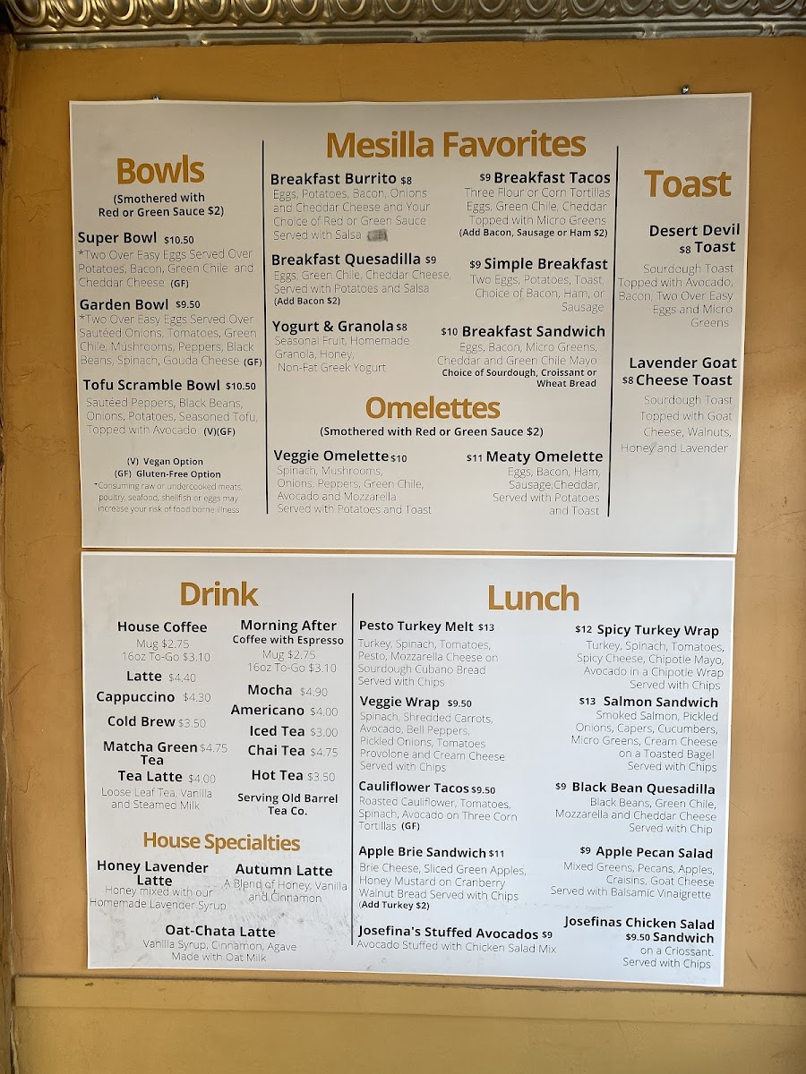 Menu The Bean At Josefina’S-4