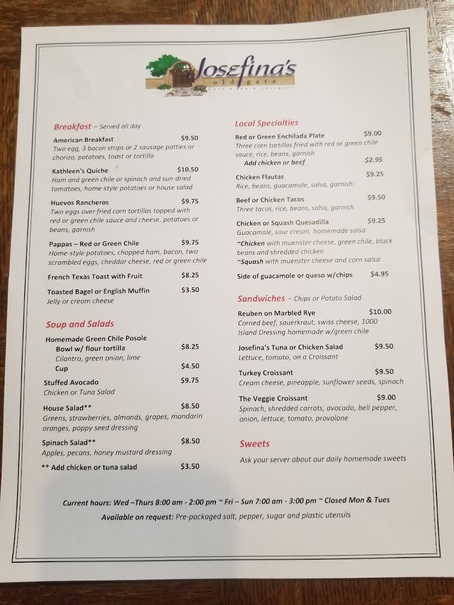 Menu The Bean At Josefina’S-7